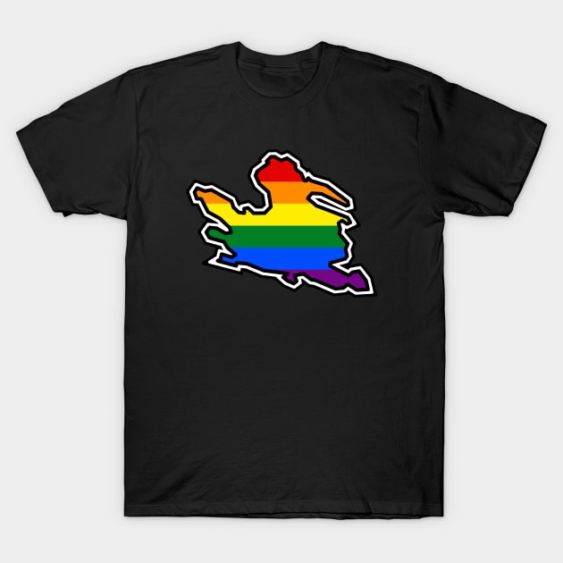 Mayne Island Silhouette - Traditional Pride Flag Rainbow Colours - Mayne Island T-Shirt by Bleeding Red Pride